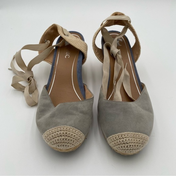Vionic Maris Ankle Strap Tie Up Suede Crochet Espadrille Wedges Sandals Size 11 - Picture 5 of 9